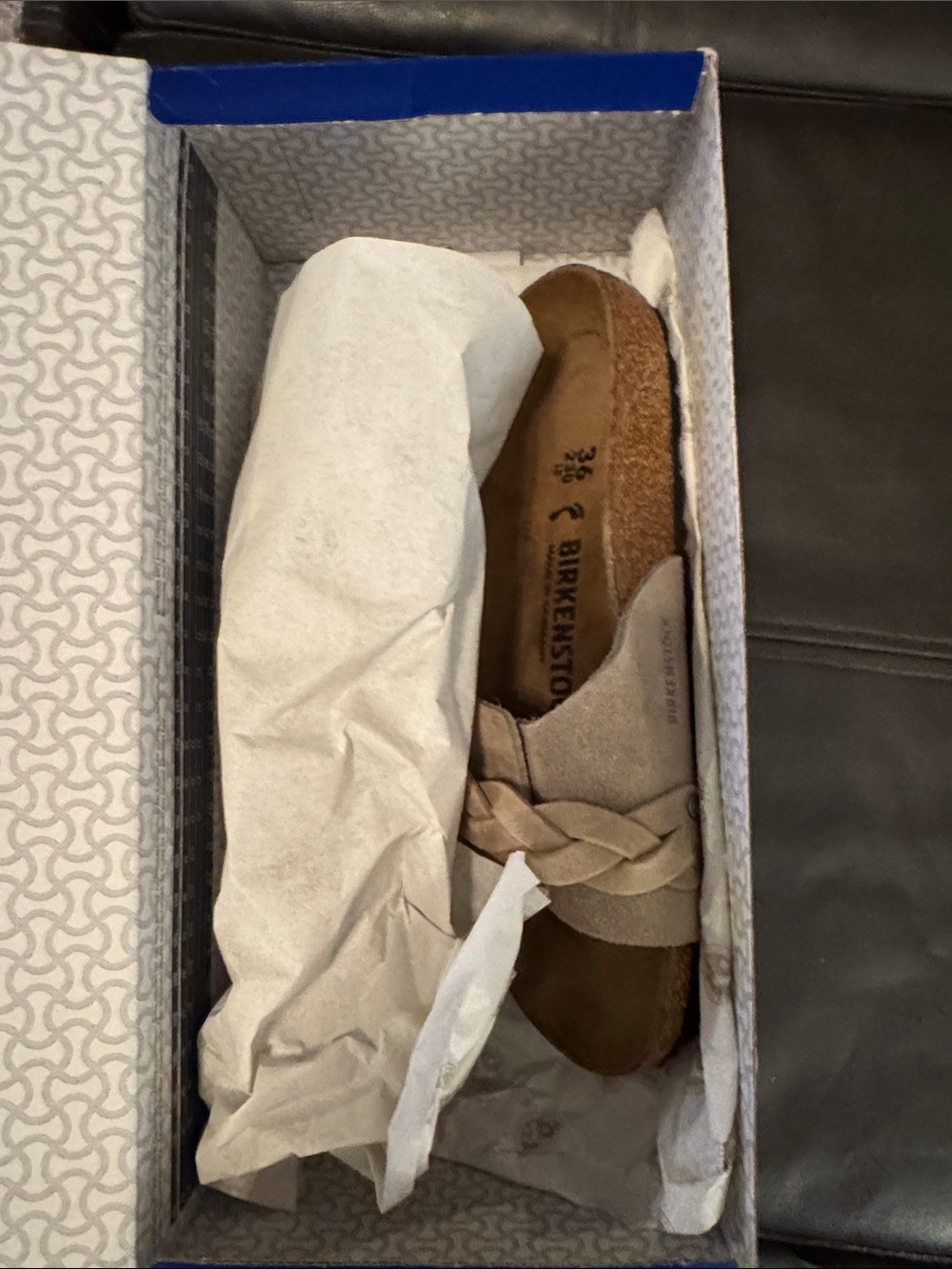 Birkenstock Braided Suede Slide Sandals in Tan - Picture 7 of 8